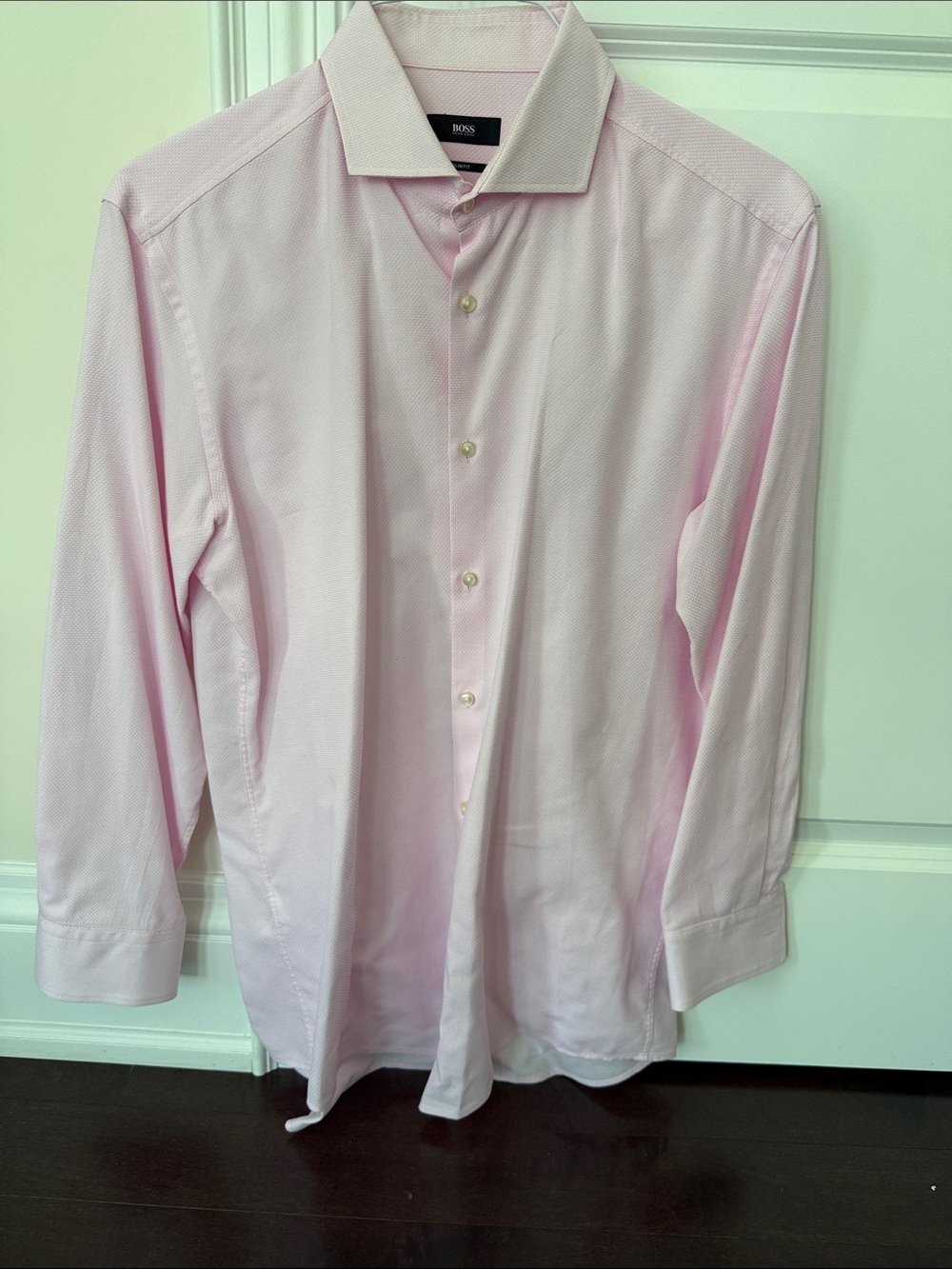 BOSS Cotton Light Pink Long-Sleeve Dress Shirt